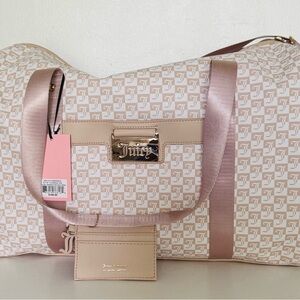 Juicy Couture Beige and Pink Monogram Travel Bag